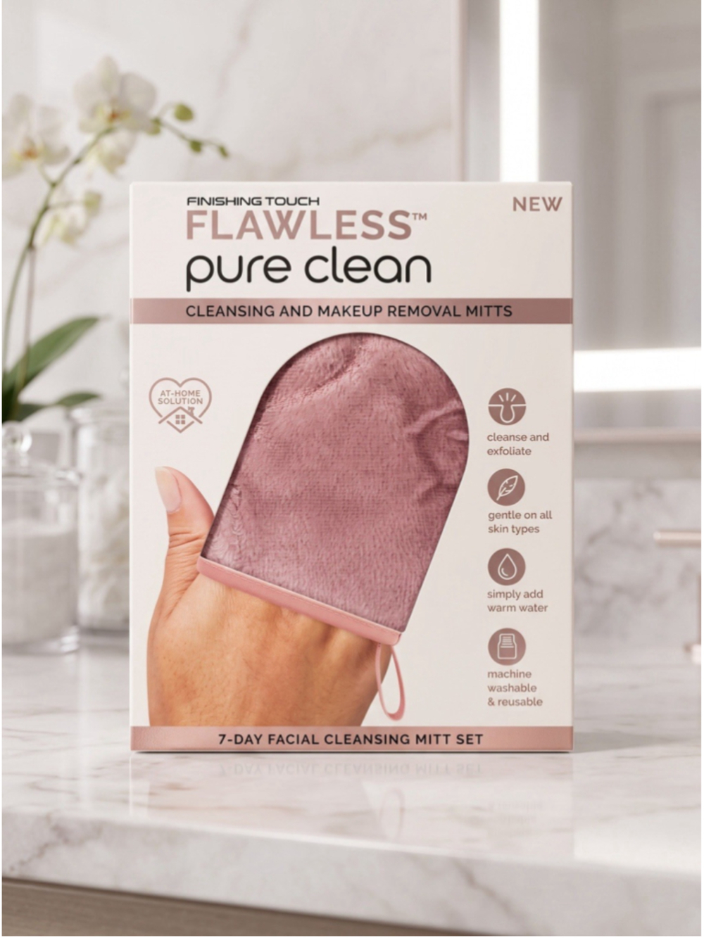 Finishing Touch Flawless Pure Clean Cleansing Mitts Makeup Removal Set of 7 NIB